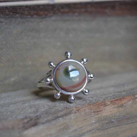 Ocean Jasper Ring Handmade Size 6 - Picture 3 of 7
